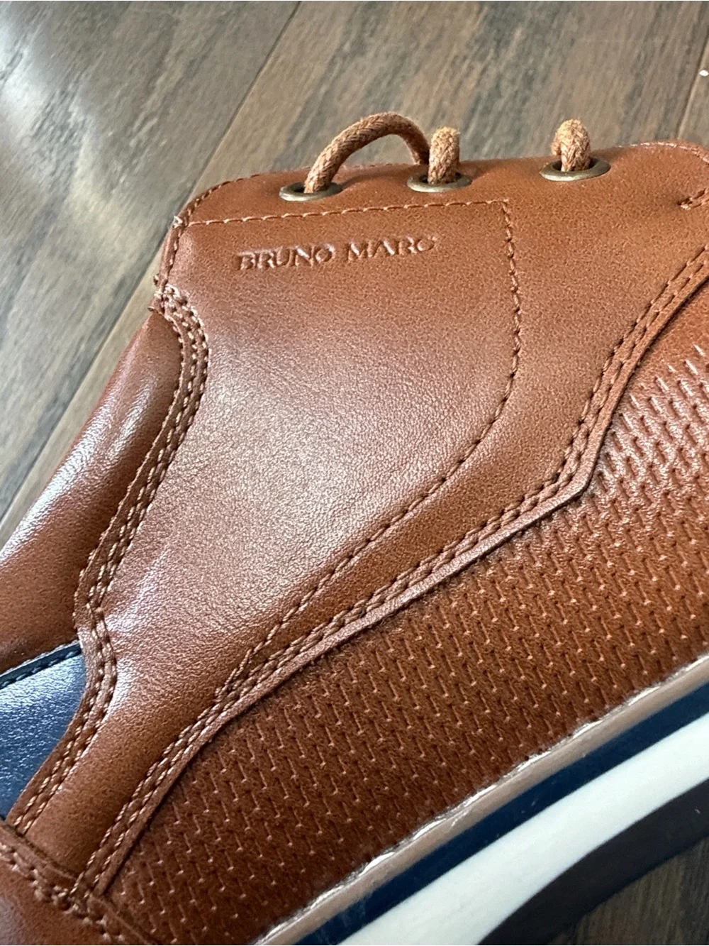 Boy’s Tan Leather Derby Shoes with Contrast Trim